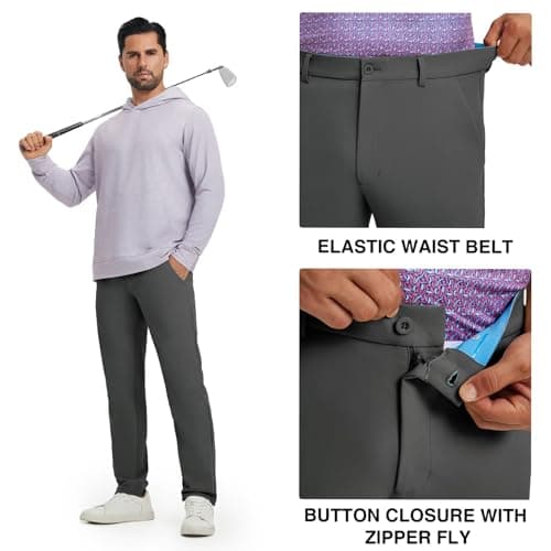 M MAELREG Golf Pants for Men 30-34 Inch Inseam 4-Way Stretch Quick Dry Lightweight Business Casual Golf Pants Dark Grey - Thumbnail 3