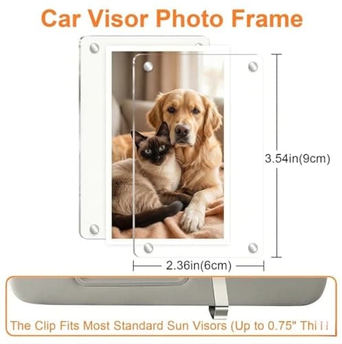 3 Pack Magnetic Acrylic Car Sun Visor Photo Holder, 2.36″ x 3.54 Straight Edge Photo Frame for Car, Personalized Car Interior Accessories for Pictures, Compatible with Wallet Photos, Ideal Gift for Couples Family Pet Lovers,″ - Thumbnail 3