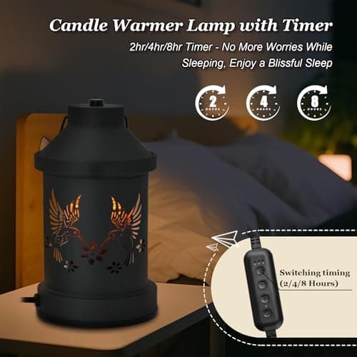 Candle Warmer Lamp Timer- Birthday Gifts for Women Mom, House Warming Gifts New Home Decor, Modern Farmhouse Decor, Hummingbird Candle Warmer Lanterns Vintage for All Jar Candles - Thumbnail 5
