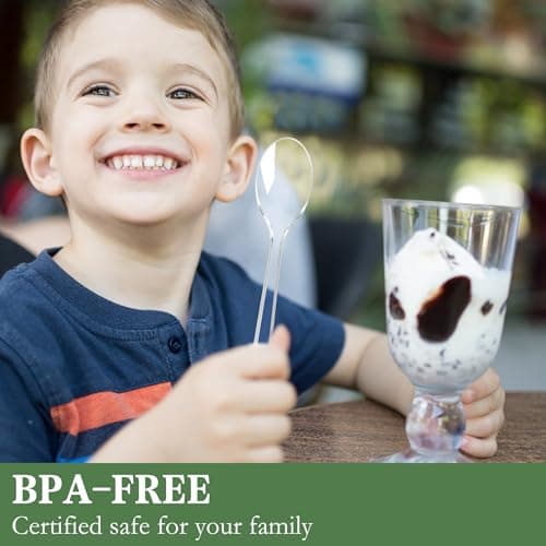 Funnydin 360 Count Plastic Spoons - 6.96 Inch Disposable Spoons, Heavy Duty Plastic Spoons, BPA-Free, Heat Resistant Disposable Silverware, Suitable for Party, Picnic, Events and Everyday Use - Thumbnail 5