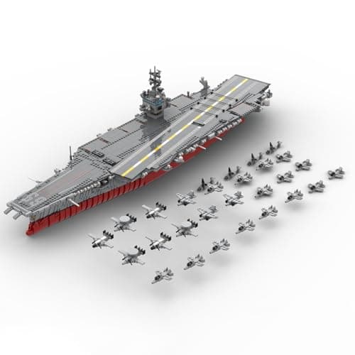 Xbrtmbuild USS Enterprise CVN-65 Aircraft Carrier Building Blocks, 1:350 Nuclear-Powered Battleship Military Bricks with 28 Aircraft, Display Stand, Collector Edition for Adults Gift - 4941 Piece - Thumbnail 2