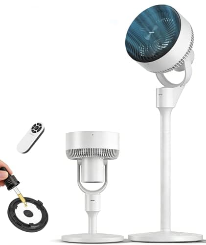 COWSAR Standing Fan for Bedroom, 80° Oscillation Fan with Remote, 30dB Quiet Floor Fan, Pedestal Air Circulator Fan for Room, 3 Speeds, 6H Timer, 2 Heights, 90° Vertical, Aroma Box, White - Image 1