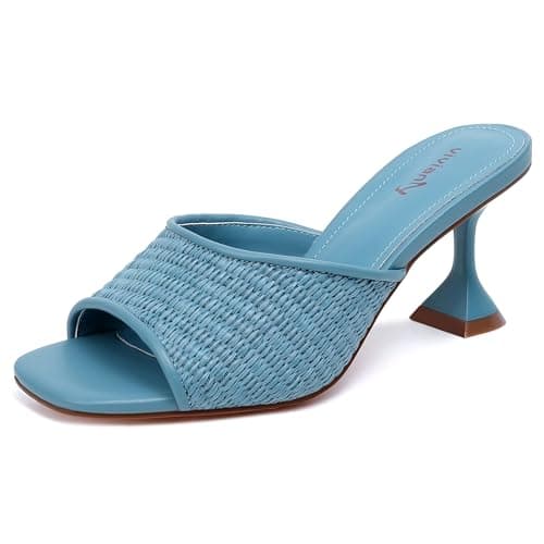 vivianly Womens Braided Heels Sandals Stiletto Heel Slippers Backless Peep Toe Slip on Heeled Mules size 7.5 - Image 1
