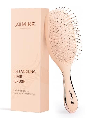 AIMIKE Detangling Brush, Detangler Paddle Brush w/Soft Bristles, Pain-Free Detangle Hairbrush Loosens Stubborn Tangles, Extra Gentle on Sensitive and Fine Hair, for Women & Kids Wet Dry Hair - Image 1
