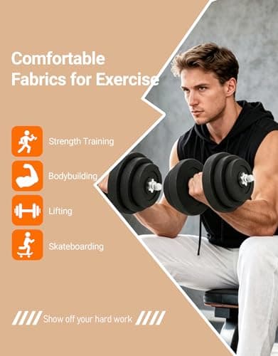 INVICTUSY Men's Sleeveless Hooded Tank Tops Workout Gym Shirts Muscle Cut Off Bodybuilding Hoodies Athletic Activewear T-Shirts Black - Thumbnail 6