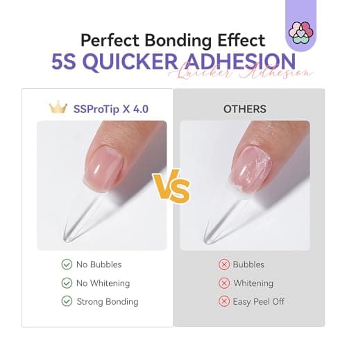 SAVILAND Nail Glue for Press Ons: 5S Fast-Drying Acrylic Nail 0.18 Oz. Nail Tip Extra Strength Nail Gel Glue Castor Oil Vitamin E Hypoallergenic Long Lasting for Fake Nail Tips No Cure Salon - Thumbnail 3