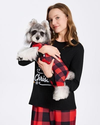 XPUDAC Christmas Matching Dog and Owner Pajamas Set Christmas Dog Pajamas Plaid Doggy Clothes for Small Medium Dogs Girl Boy Holiday Pet Outfit Puppy Onesie Pjs, 2XL - Image 1