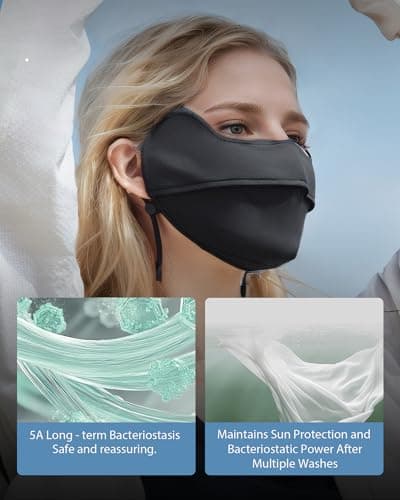 BENEUNDER UV Sun Protection Face Cover UPF50+ Breathable Cooling Neck Gaiter Scarf for Summer Outdoor Activities Reusable - Thumbnail 5