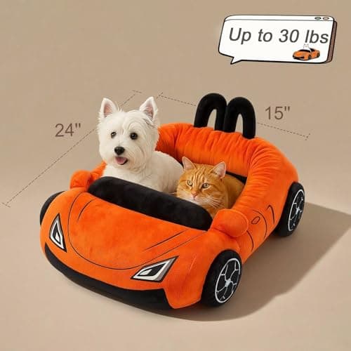 VIEFIN Cute Cat Beds Kitten Beds, Soft Small Dog Beds, Washable Pet Beds for Puppy and Kitty, Funny Supercar Cat Toys, 24 Inch - Thumbnail 6