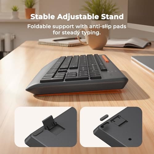 MEETION Wireless Keyboard and Mouse, Silent Full Size Multi-Device Bluetooth Keyboard and Mouse, 9 Multimedia Hotkeys, 3200 DPI Optical Mouse, 90% Less Noise, for Windows Mac PC Desktop Laptop, Black - Thumbnail 5