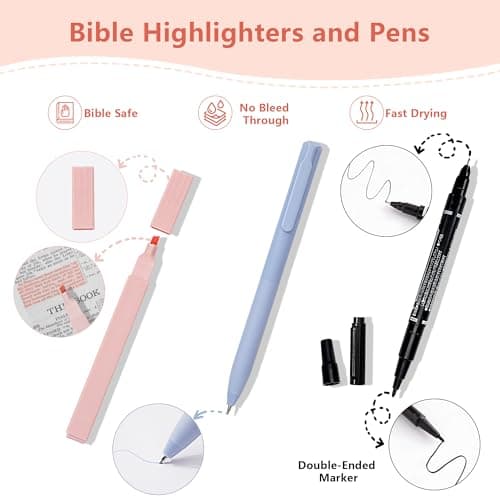 Vienrose Bible Journaling Kit, Bible Study Supplies, Book Annotation Kit, Bible Highlighters and Pens No Bleed, 75 Bible Tabs Notebook Christmas Christian Gifts, Bible Journaling Supplies for Women - Thumbnail 3