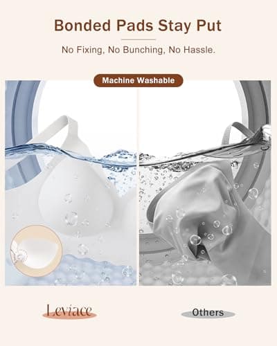 leviace 2 Pack Wireless Jelly Bras for Women with Support, Nude/White, L - Thumbnail 5