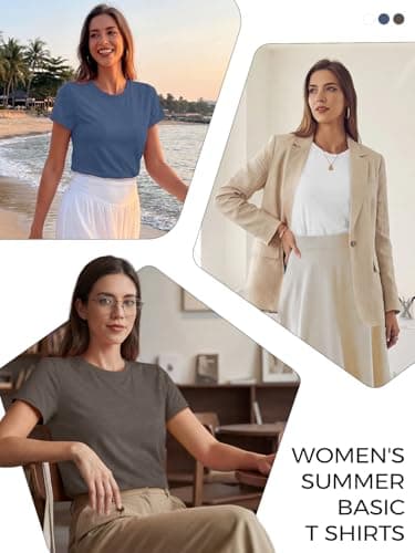 UNCLECAT Womens Short Sleeve Tops Summer Basic T Shirts Crewneck Causal Tee - Thumbnail 6