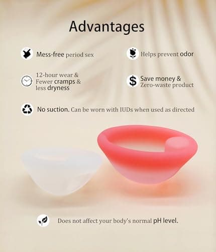 Ginalaia Menstrual Disc, Reusable Medical-Grade Silicone Soft, Flexible, Reusable Period disc for Women - Wear 12 Hours - Removal Notch (Pink+White, M+S) - Thumbnail 2