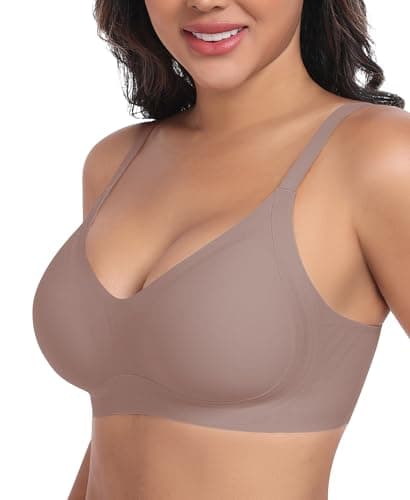 Ganado Bras for Women No Underwire Wireless Push Up Bra Full Coverage Seamless Comfortable Bralettes (Coffee, Medium) - Image 1