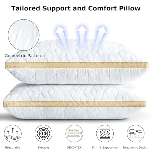 mislili Cooling Pillows King Size Set of 2, Luxury Hotel Quality King Pillow 2 Pack, Gusseted Down Alternative Bed Pillows for Sleeping, Supportive and Comfortable, Machine Washable - Thumbnail 2