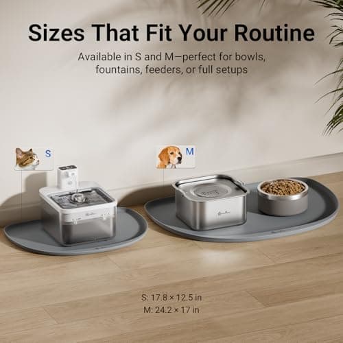 DownyPaws Dog Food Mats for Floors Waterproof, BPA Free Silicone Dog Bowl Mat, Non-Slip Pet Feeding Mat with High Raised Edge, Cat Placemat for Messy Drinkers, 24"×17", Gray - Thumbnail 6