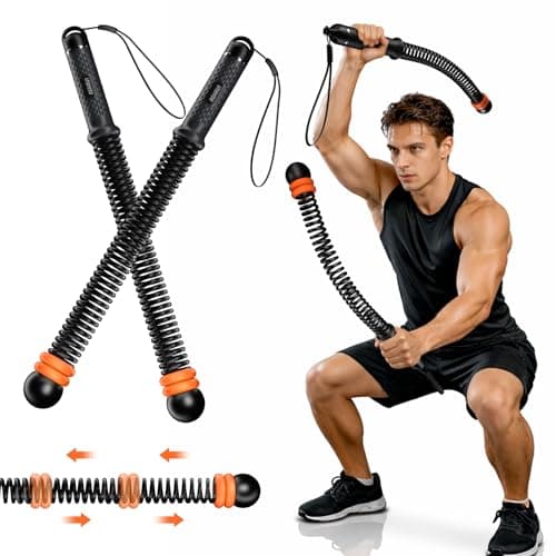RENRUI Cordless Battle Ropes with Adjustable Resistance Springs - Weighted Ropeless Battle Rope for Home Gym Exercise, Portable Workout Equipment for Strength Training & Cardio Fitness Orange& Black - Image 1
