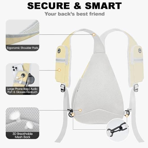 Seektop Anti Theft Crossbody Bag for Women RFID Blocking Waterproof Sling Backpack Lightweight 400D Nylon Small Chest Pack Shoulder Bag for Travel Hiking Commuting Men Beige - Thumbnail 5