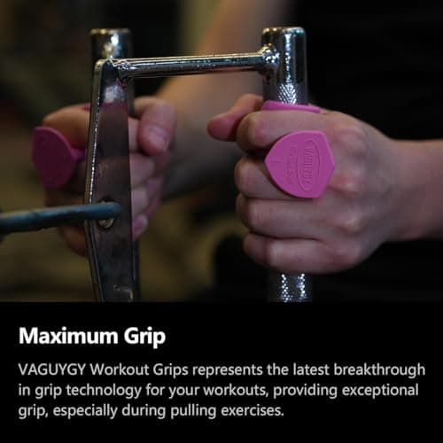 VAGUYGY Workout Grips,Rubber Fingerless Gym Gloves, Pull Up Grips for Men Women Crosstraining Palm Grips Hand Protection，Suitable for Gym & Home Workouts, Improves Grip Strength(1,pink) - Thumbnail 3