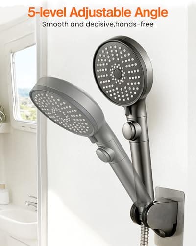 ECOHARV RV Shower Head with Hose, High Pressure Handheld RV Shower Head Replacement with On Off Switch,5 Modes,Power Jet, Camper Shower Head for RV,Travel Trailer,Motorhome,Boat RV Essentials,Gray - Thumbnail 6