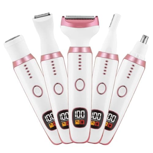 Electric Razors for Women, Bikini Trimmer for Women 5 in 1 Body Shaver for Nose Hair Face Eyebrow Arms Legs Armpit Underarm Pubic Area, Replaceable Lady Facial Razor Painless USB Charge Female Gift - Image 1