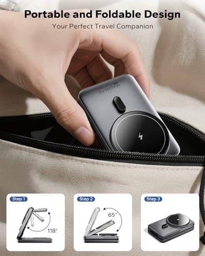 KPON Foldable 3in1 Charging Station for Magsafe, Travel Phone and Watch Charger for Apple, PD20W Wireless Charging Dock for Multiple Devices iPhone 17 16 15 14 13 12 Series/Apple Watch/Airpods - Thumbnail 4