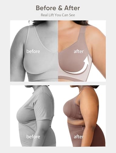 Easybunny Jelly Bras for Women Plus Size Minimizer No Underwire Supportive Full Coverage Wider Straps Seamless Tshirt Bra Pink XL - Thumbnail 5