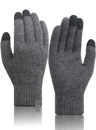 TRENDOUX Fleece Lined Wool Gloves - Soft Touchable Hand Protection, Unisex Glove for Indoor Use, Stocking Stuffers Gift Dark Gray L - Image 1
