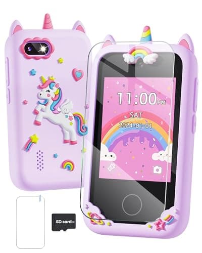 Kids Smart Phone Toys for Girls 3 4 5 6 7 8 9 Year Old, Christmas Birthday Gifts for Ages 3-9, Touchscreen Educational Toddler Phone for Kids with Dual Camera, Music Player, Games, Habit Tracker - Image 1