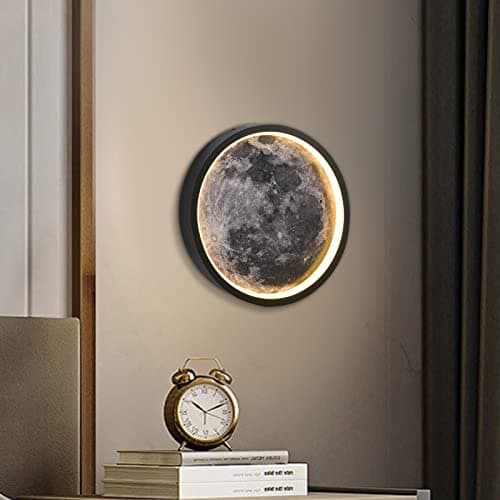 AHAWILL Flush Mount Ceiling Light,Led Dimmable Ceiling Light Fixture with Remote Control,11.8 "Wall Mounted Decorative Moon Ceiling Lights for Bedroom,Hallway and Bedside.