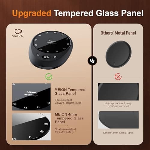 MEION Coffee Mug Warmer for Desk, Coffee Cup Warmer, 4 Temp Settings & 1-12H Timer, Coffee Warmer with Auto Shut Off Smart Gravity Sensor, Beverage & Candle Warmer Coffee Gifts Accessories(Black) - Thumbnail 6