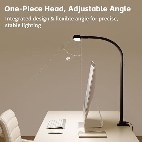 Architect Desk Lamp with Clamp, Eye-Caring Clip on Desk Lights for Home Office, Touch Control Dimmable LED Computer Light with Color Changing, 24W Bright Desktop Lamp for Drawing Crafts, Black - Thumbnail 4