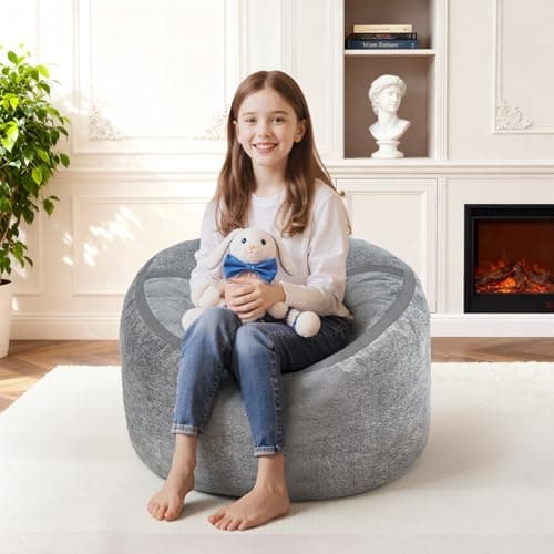 Homguava 2FT Bean Bag Chair Giant Bean Bag Chairs for Adults with Memory Foam Filled,Beanbag Chair with Soft Faux Fur Cover,Comfy Bean Bag Sofa Lounger for Living Room,Game Room,Bedroom - Image 1