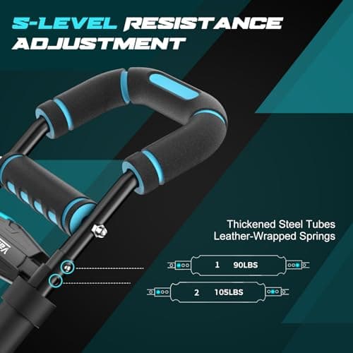 Vlangs Twister Arm Trainer for Men, Adjustable Chest Workout Equipmentwith LED Timer, Counter & Calorie Display, 27°Ergonomic Arm Exerciser for Biceps Chest, Blue Portable Home Gym Fitness - Thumbnail 3