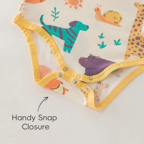 aqpa Long Sleeve Bodysuit for Baby Girls & Boys, Newborn Onesies 92% Viscose from Bamboo, Tagless Baby Clothes w/Snaps (Beige-Zoo, 12-18 Months) - Thumbnail 6