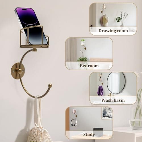 Hand Towel Holder for Bathroom with Vintage Wall Mounted Candle Holder, Rustproof Anti-Corrosion Alloy Unique Gold Towel Hook, Sturdy Coat Hanger for Vintage Kitchen Bathroom Decor and Accessories - Thumbnail 5