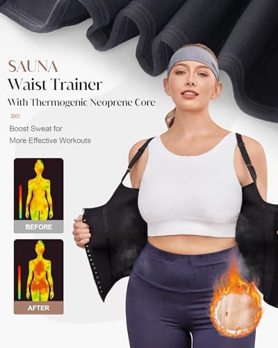 GYDEK Waist Trainer Vest for Women, Neoprene Tummy Control Shapewear with Adjustable Straps, Sauna Zipper Corset Body Shaper for Workout, Waist Slimmer & Back Support Shapewear Black - Thumbnail 4