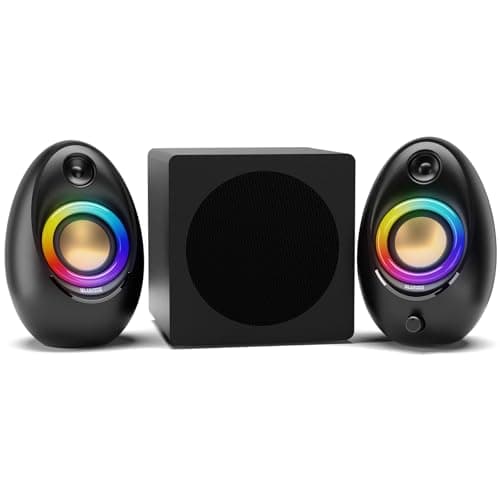 Bluedee Computer Speakers with Subwoofer, 2.1 PC Speakers with Deep Bass and 80W Peak Power, Adapter Powered, Bluetooth 5.4 & USB/USB-C/AUX-in, RGB Desktop Speakers for Computer, Laptop, Monitor
