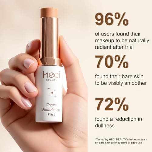 HECI BEAUTY Tinted Foundation Stick, Balm to Cream Foundation with Light to Medium Coverage, Infused with Hydrating Ingredients, Light 02, 0.25 oz - Thumbnail 3