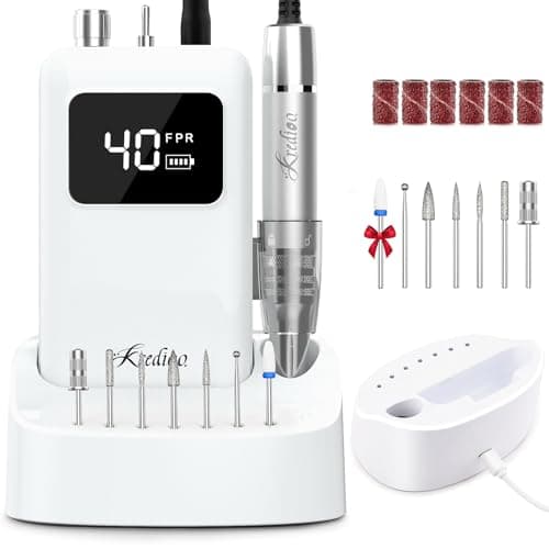 Kredioo Professional Nail Drill Brushless 40,000RPM Rechargeable 2-in-1 Portable Electric Nail File Ultra Silent Salon Must Haves Nail Tool Kit Removing Acylic Gels - Image 1