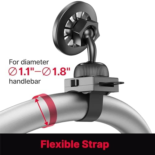 Magnetic Phone Holder Compatible with Peloton Bike&Bike Plus, Magnet Phone Mount Compatible with MagSafe, with Adjustable Strap for Bike Accessories, Gym Equipment, Treadmill, Stroller, Shopping Cart - Thumbnail 5