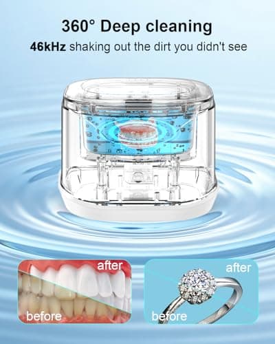 BCOM Ultrasonic Retainer Cleaner Machine, 46Khz Dental Cleaning Pod for Braces, Night Guard, Mouthguard, Toothbrush, Denture, Jewelry, Ring - Thumbnail 2