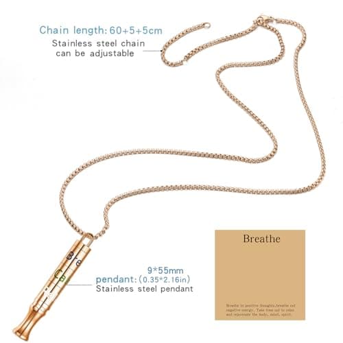 Fidget Necklace with Spinning Calm, Breathe, Relax Charms - Sensory Anxiety Relief & Deep Breathing Aid Stainless Steel Necklaces for Women Men (Rose Gold) - Thumbnail 4