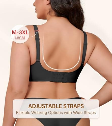 DEANGELMON Wireless Bras for Women Mesh V Comfortable Bralette Supportive Full Coverage Tshirt Everyday Bra Black 5X-Large - Thumbnail 5