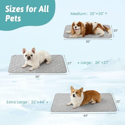 COZY KISS Dog Cooling Mat 32"x44" Q-Max>0.4, Waterproof Pet Cooling Pad, Leakproof & Non-Slip Dog Bed Cover, Washable Cooling Blanket for Medium Dogs, Crate, Sofa, Floor(Gray) - Thumbnail 2