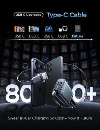 LISEN Car Charger USB C Fast Charge, Retractable Car Charger USB C [98% Space-Smart] Valentines Day Gifts Car Accessories for Him Her Women Men Phone Type C Car Charging for iPhone 17 16 15 Samsung - Thumbnail 4