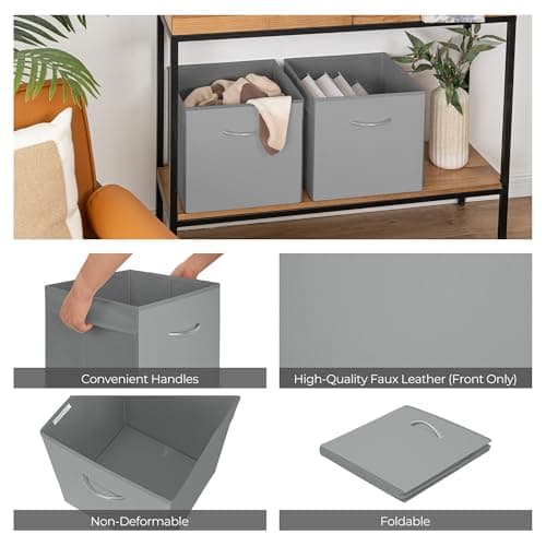 StorageWorks Gray Storage Cubes, 13x13 Storage Cube Bins with Handle, Cube Storage Organizer Bins for Shelves and Closet, Collapsible Storage Bins, 4-Pack - Thumbnail 5