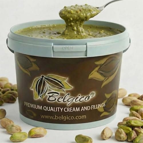 Belgico Bulk Pistachio Crunch sauce – 8.8 lb (4kg) Gourmet Spread for Pastries, Gelato, Knafeh & Dubai Chocolate Bars – Commercial-Grade Filling & Topping - Image 1