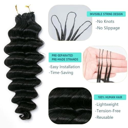 Miracle Knots Crochet Human Hair Loose Deep Wave 180G 150Strands 18 Inch NC - Thumbnail 3